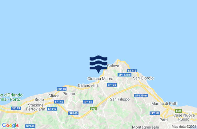 Mapa da tábua de marés em Gioiosa Marea, Italy