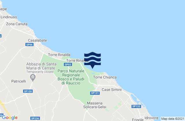 Mapa da tábua de marés em Giorgilorio, Italy