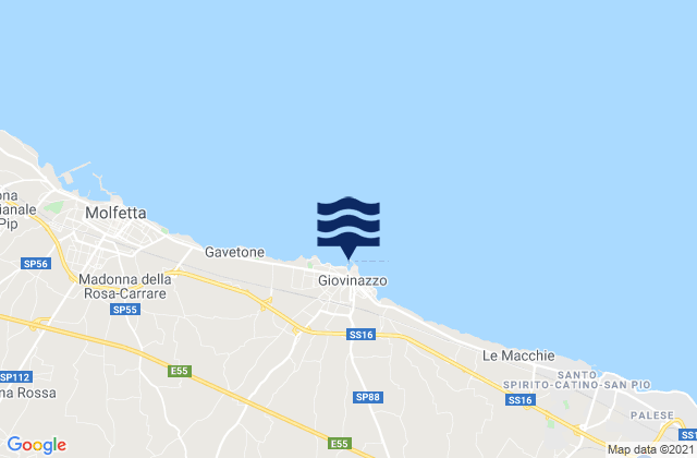 Mapa da tábua de marés em Giovinazzo, Italy