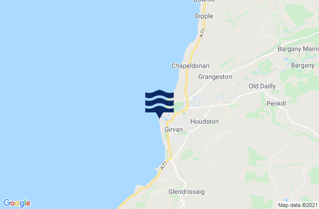 Mapa da tábua de marés em Girvan Beach, United Kingdom