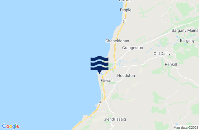 Mapa da tábua de marés em Girvan, United Kingdom