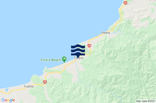 Mapa da tábua de marés em Gisborne, New Zealand
