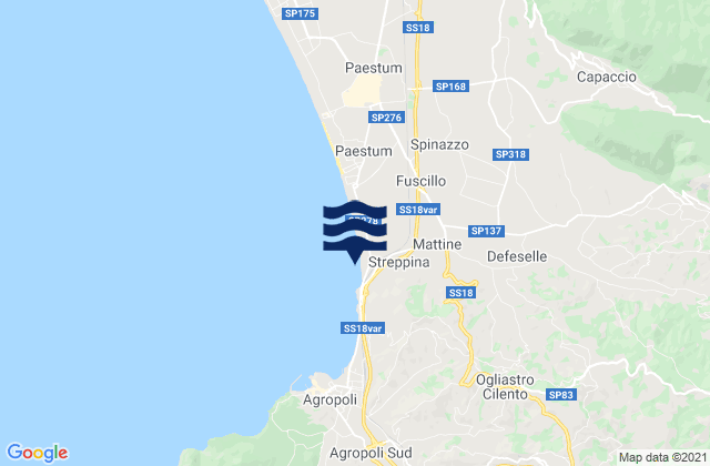 Mapa da tábua de marés em Giungano, Italy