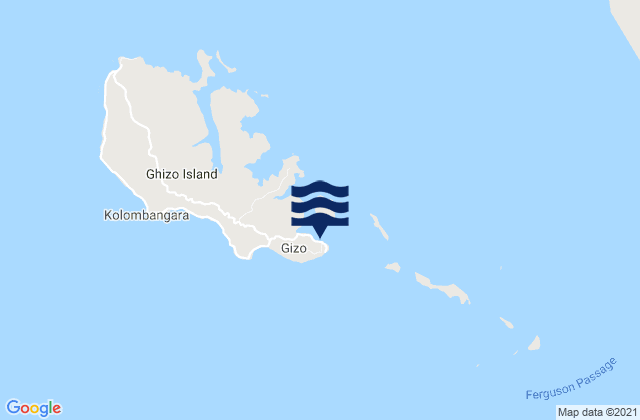 Mapa da tábua de marés em Gizo, Solomon Islands
