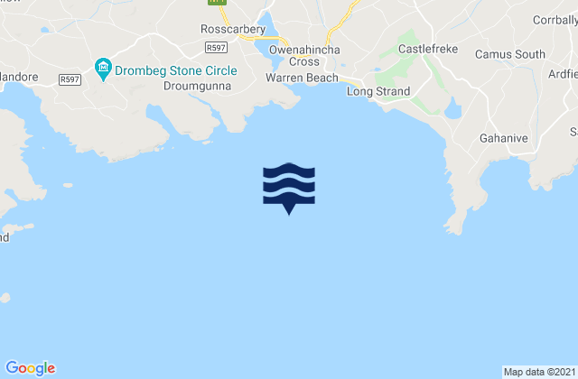 Mapa da tábua de marés em Glandore Bay, Ireland