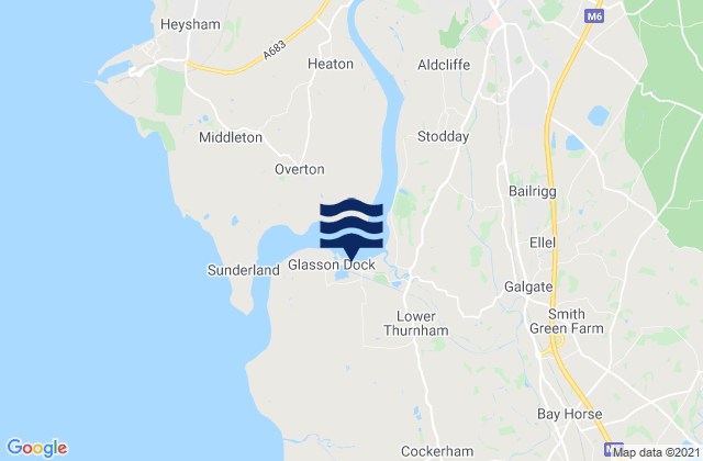 Mapa da tábua de marés em Glasson Dock, United Kingdom
