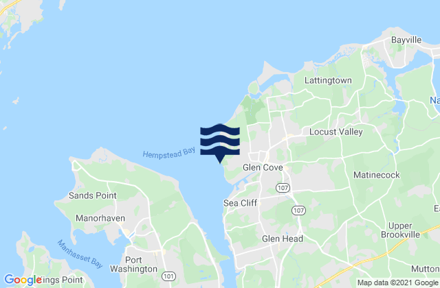Mapa da tábua de marés em Glen Cove, United States