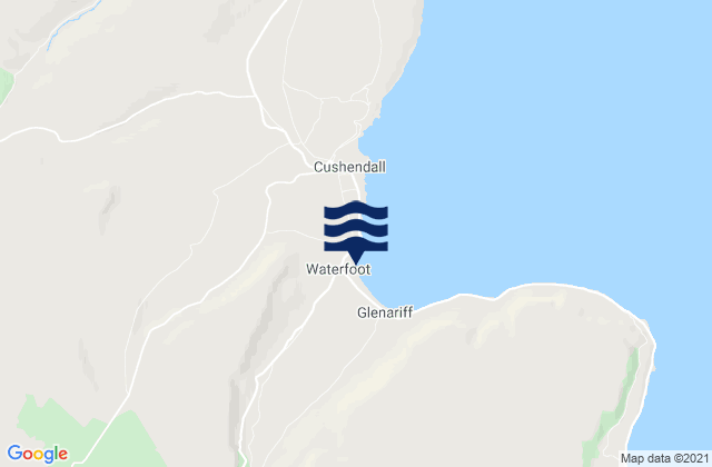 Mapa da tábua de marés em Glenariff, United Kingdom