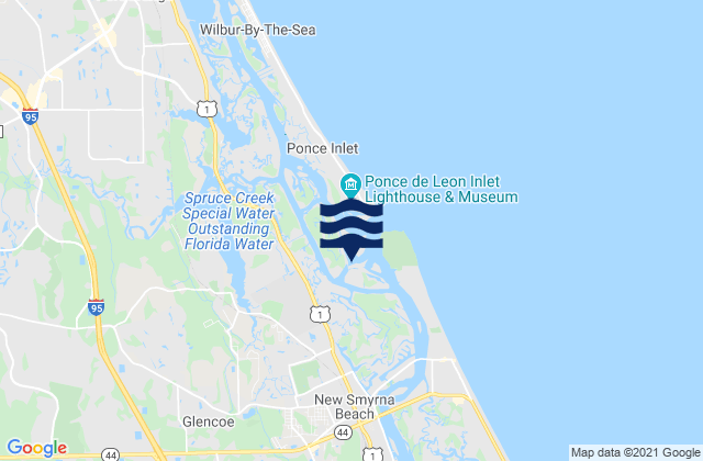 Mapa da tábua de marés em Glencoe, United States