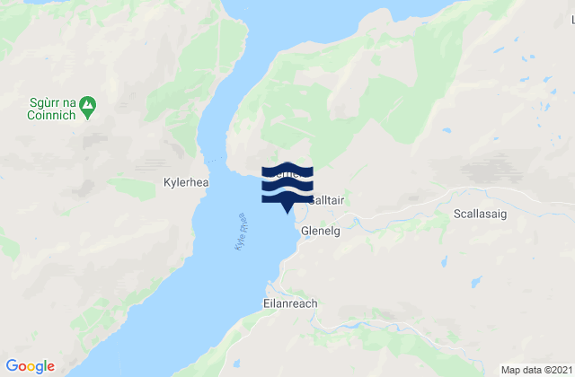 Mapa da tábua de marés em Glenelg Bay, United Kingdom