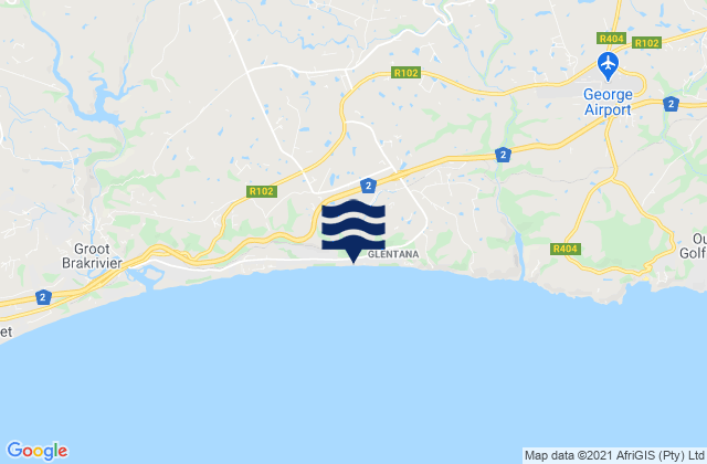 Mapa da tábua de marés em Glentana Beach, South Africa