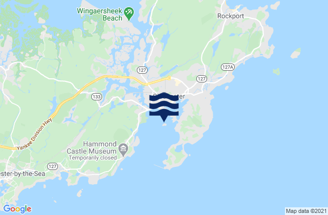 Mapa da tábua de marés em Gloucester Harbor (Ten Pound Island), United States