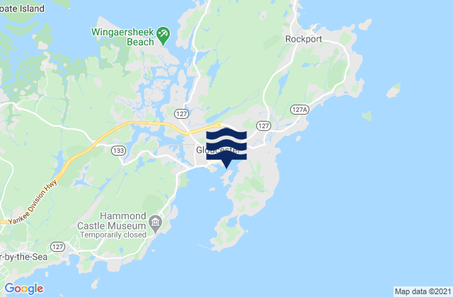 Mapa da tábua de marés em Gloucester Harbor, United States