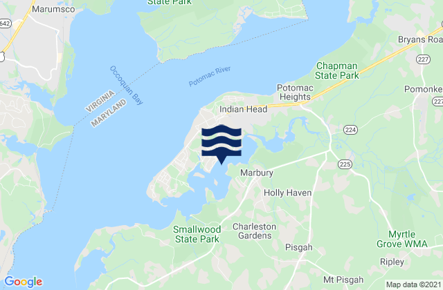 Mapa da tábua de marés em Glymont, United States