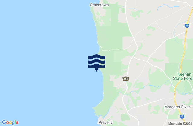 Mapa da tábua de marés em Gnoocardup Beach, Australia