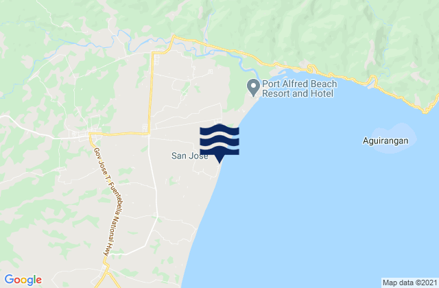 Mapa da tábua de marés em Goa, Philippines