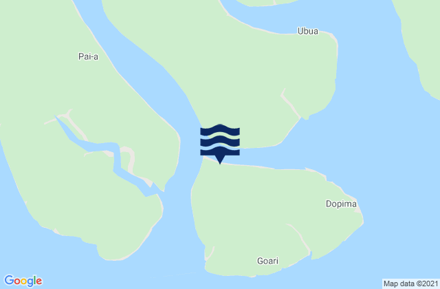 Mapa da tábua de marés em Goaribari Island, Papua New Guinea