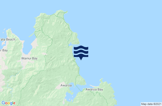 Mapa da tábua de marés em Goat Bay, New Zealand
