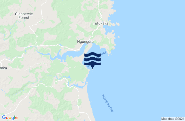 Mapa da tábua de marés em Goat Island, New Zealand