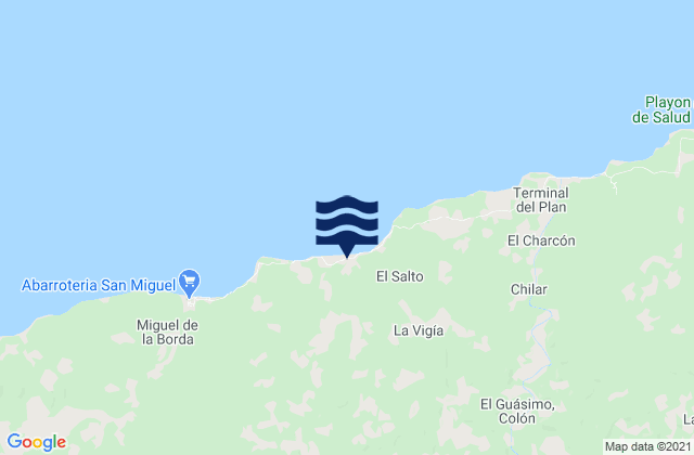 Mapa da tábua de marés em Gobea, Panama