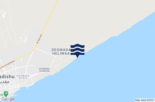 Mapa da tábua de marés em Gobolka Banaadir, Somalia