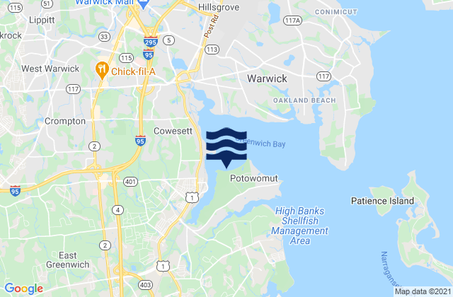 Mapa da tábua de marés em Goddard Memorial Beach, United States