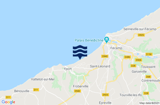 Mapa da tábua de marés em Goderville, France