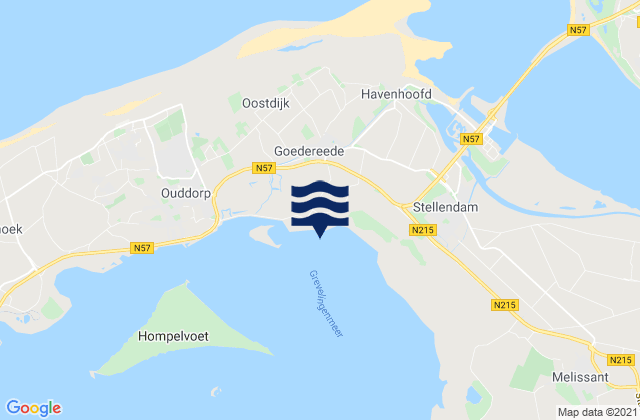 Mapa da tábua de marés em Goedereede, Netherlands