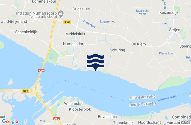 Mapa da tábua de marés em Goidschalxoord, Netherlands