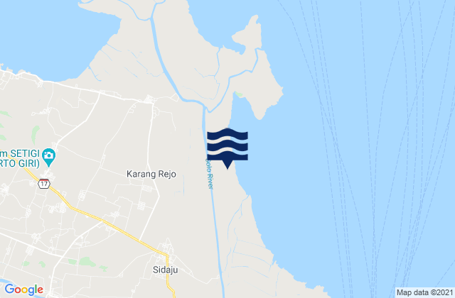 Mapa da tábua de marés em Golokan, Indonesia