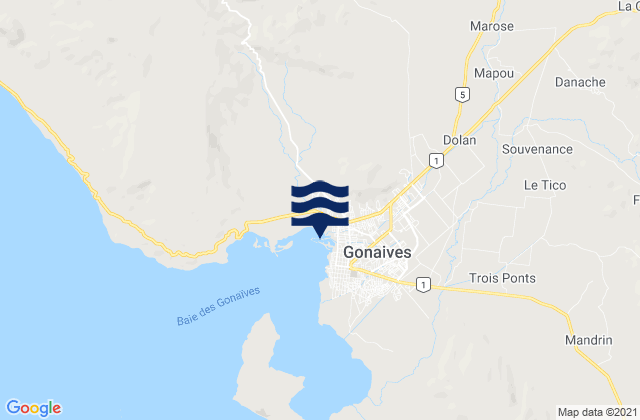 Mapa da tábua de marés em Gonayiv, Haiti