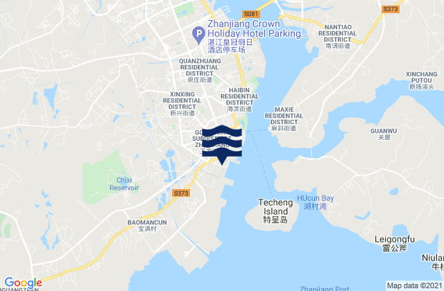Mapa da tábua de marés em Gongnong, China