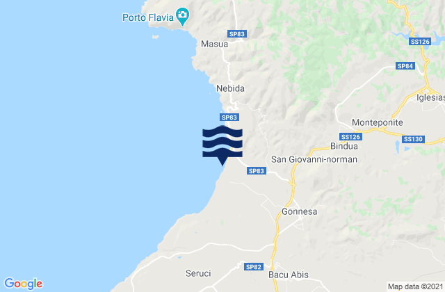 Mapa da tábua de marés em Gonnesa, Italy
