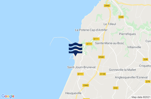 Mapa da tábua de marés em Gonneville-la-Mallet, France