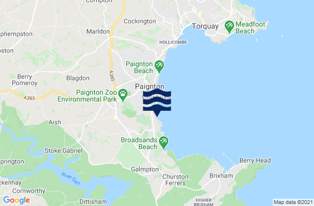 Mapa da tábua de marés em Goodrington Sands, United Kingdom