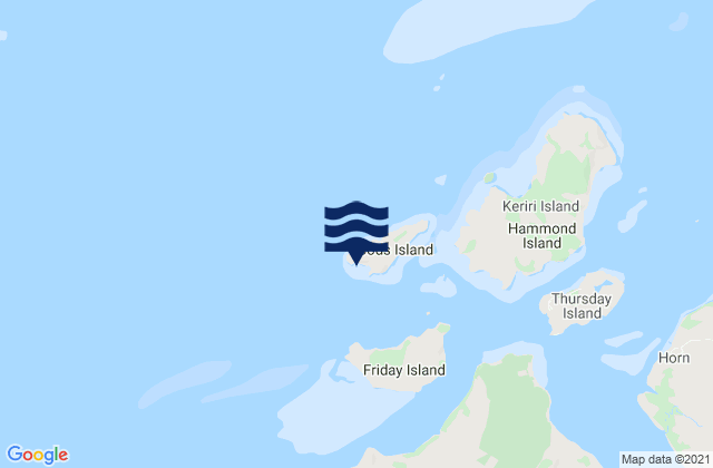 Mapa da tábua de marés em Goods Island, Australia