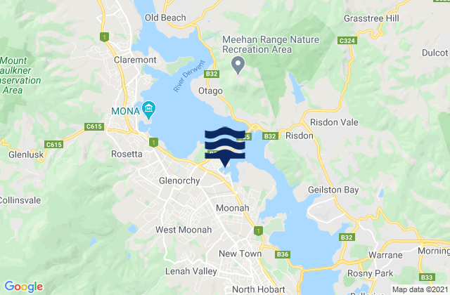 Mapa da tábua de marés em Goodwood, Australia