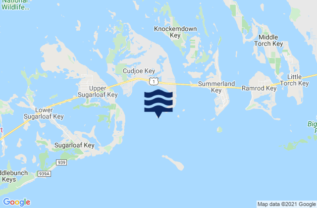 Mapa da tábua de marés em Gopher Key Cudjoe Bay, United States