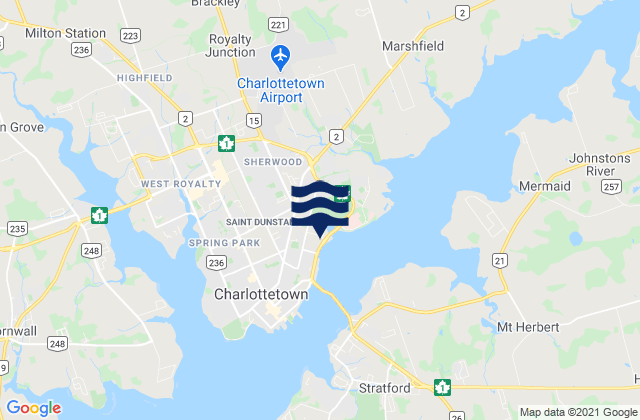 Mapa da tábua de marés em Gordon Islands, Canada