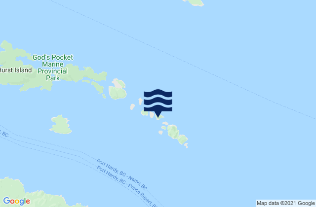Mapa da tábua de marés em Gordon Islands, Canada