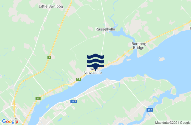 Mapa da tábua de marés em Gordon Point, Canada