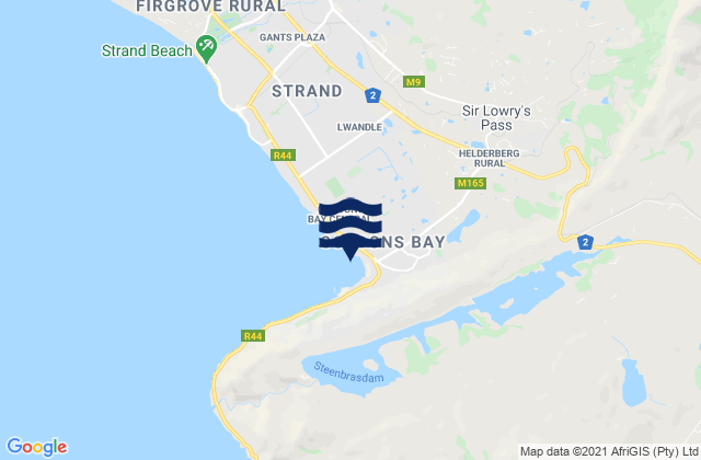Mapa da tábua de marés em Gordon's Bay, South Africa