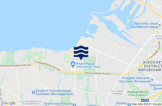 Mapa da tábua de marés em Gorelovo, Russia