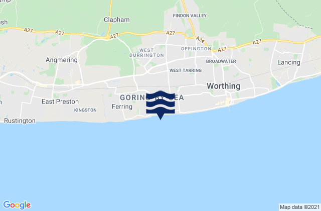 Mapa da tábua de marés em Goring Beach, United Kingdom