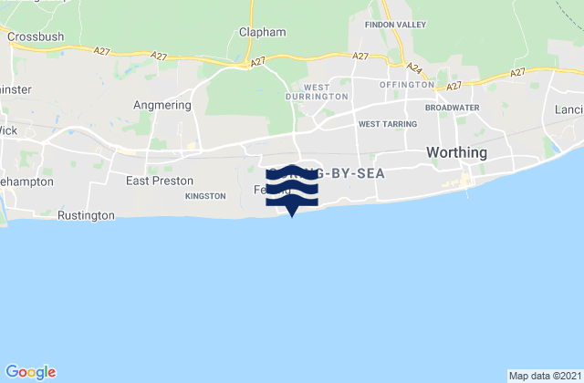 Mapa da tábua de marés em Goring Gap Beach, United Kingdom