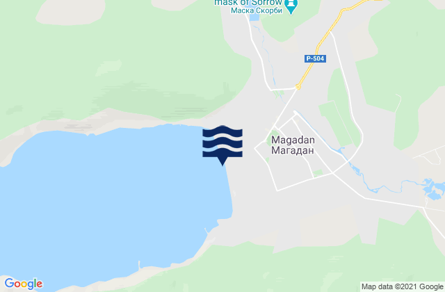 Mapa da tábua de marés em Gorod Magadan, Russia