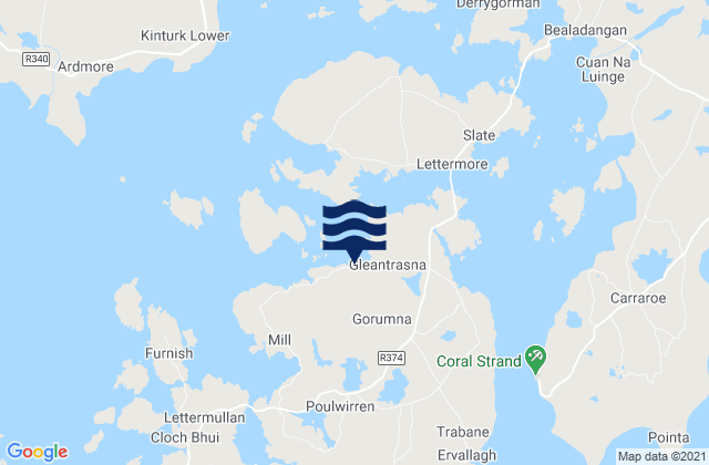 Mapa da tábua de marés em Gorumna Island, Ireland