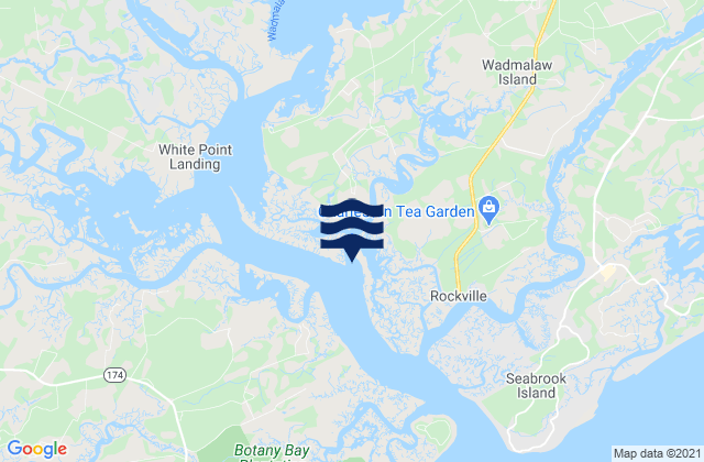 Mapa da tábua de marés em Goshen Point south of Wadmalaw River, United States