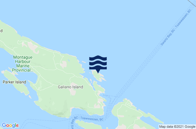 Mapa da tábua de marés em Gossip Island, Canada