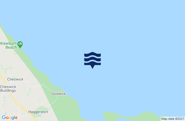 Mapa da tábua de marés em Goswick Bay, United Kingdom
